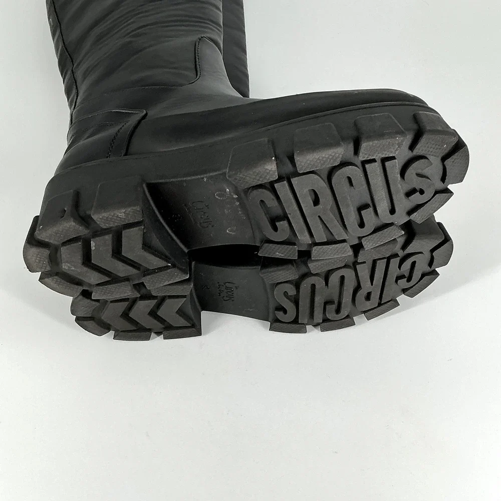 Circus NY Sam Edelman Size 9.5 Black Knee High Lug Sole Platform Boots Dollie